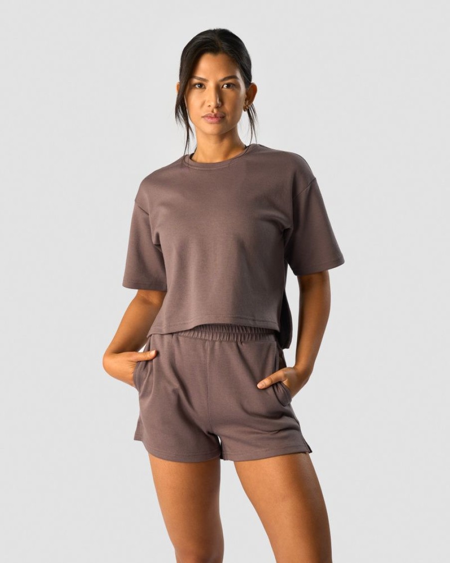 Dame ICIW T-Shirts | Revive Heavy Cropped T-Shirt Wmn Dusty Brown