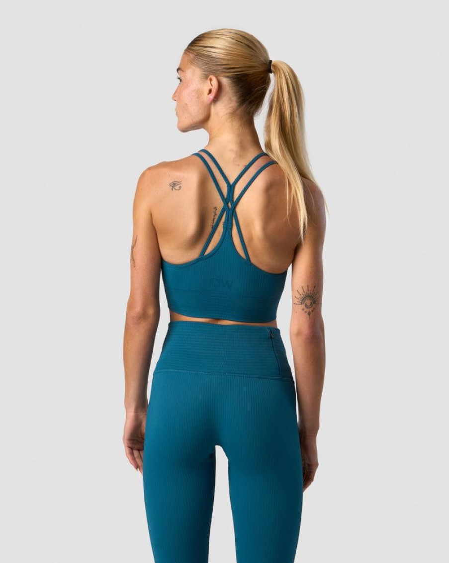 Dame ICIW Sport-Bh | Ribbed Define Seamless Sports Bra Teal
