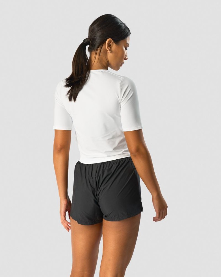 Dame ICIW T-Shirts | Charge Cropped Mid Sleeve Wmn White