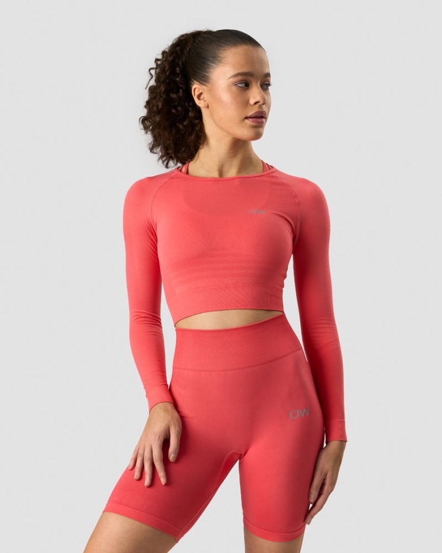 Dame ICIW Seamless | Define Seamless Ls Crop Top Coral