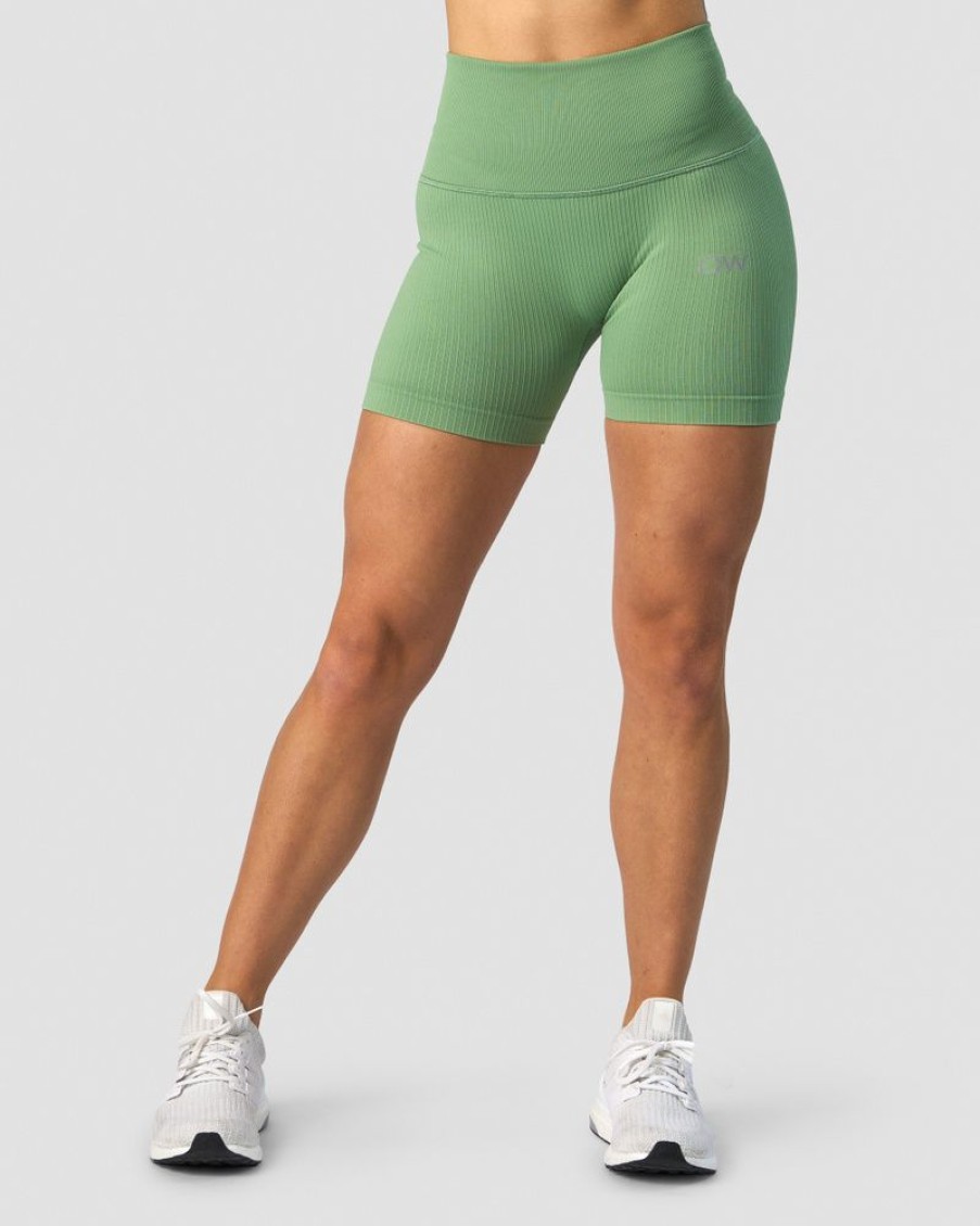 Dame ICIW Seamless | Ribbed Define Seamless Pocket Shorts Light Green