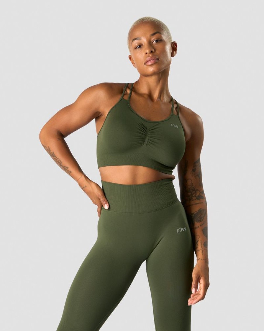 Dame ICIW Sport-Bh | Define Seamless Scrunch Sports Bra Autumn Green