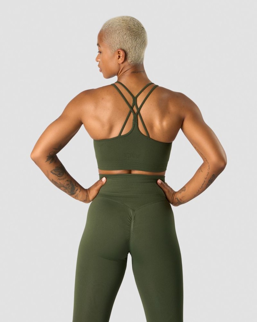 Dame ICIW Sport-Bh | Define Seamless Scrunch Sports Bra Autumn Green