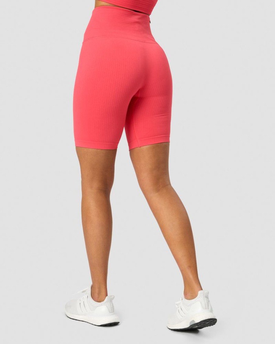 Dame ICIW Seamless | Ribbed Define Seamless Pocket Biker Shorts Coral Red