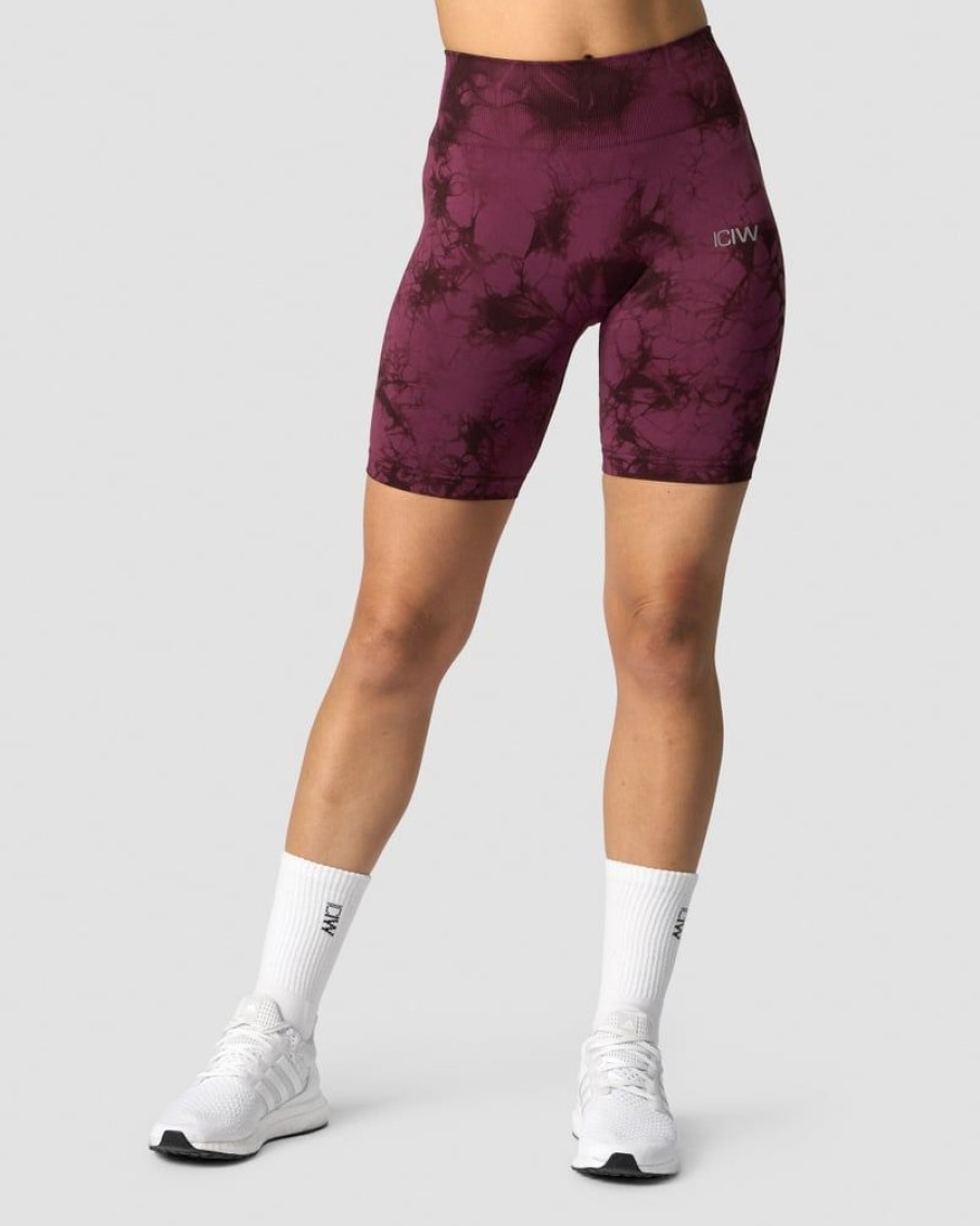 Dame ICIW Seamless | Define Seamless Tie Dye Biker Shorts Burgundy