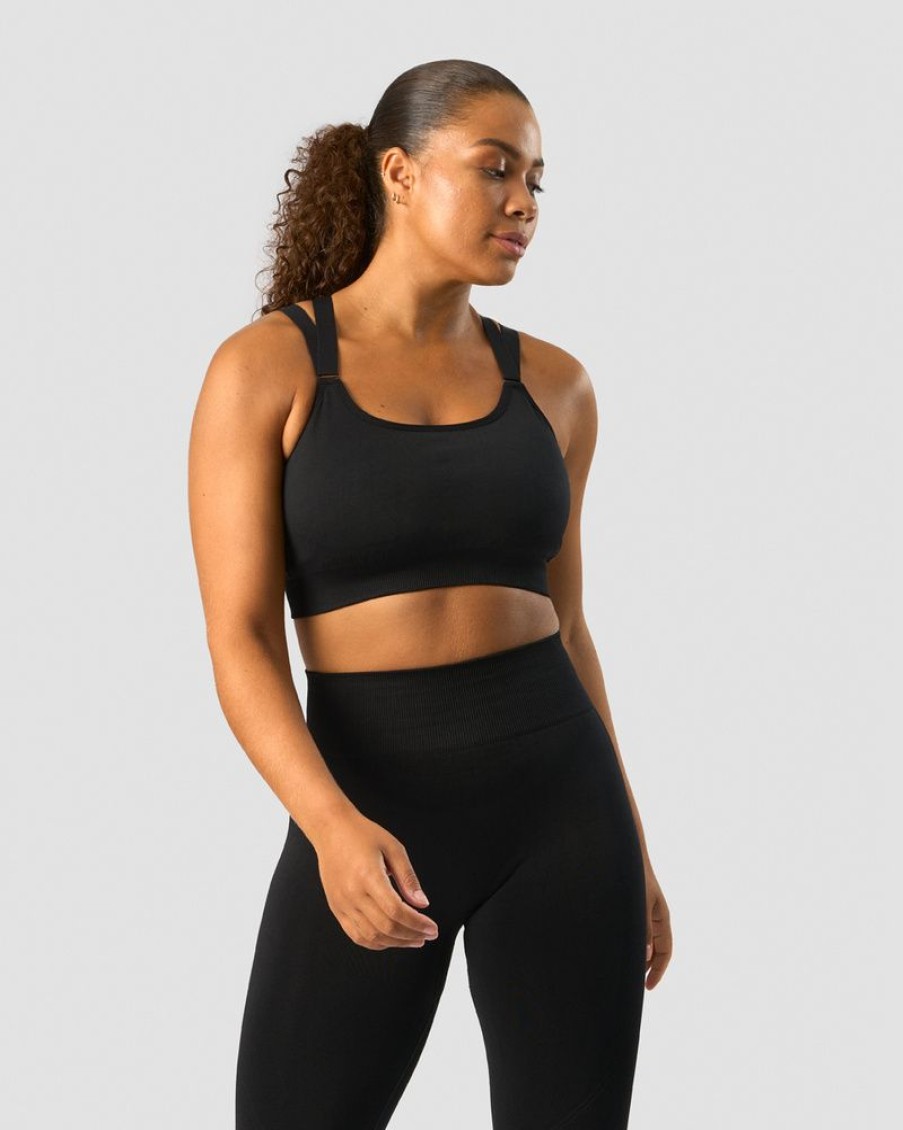 Dame ICIW Sport-Bh | Deluxe Seamless Adjustable Sports Bra Black