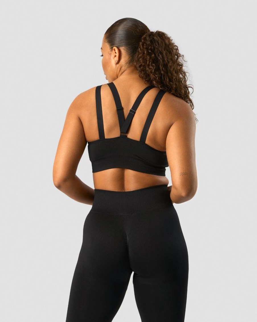 Dame ICIW Sport-Bh | Deluxe Seamless Adjustable Sports Bra Black