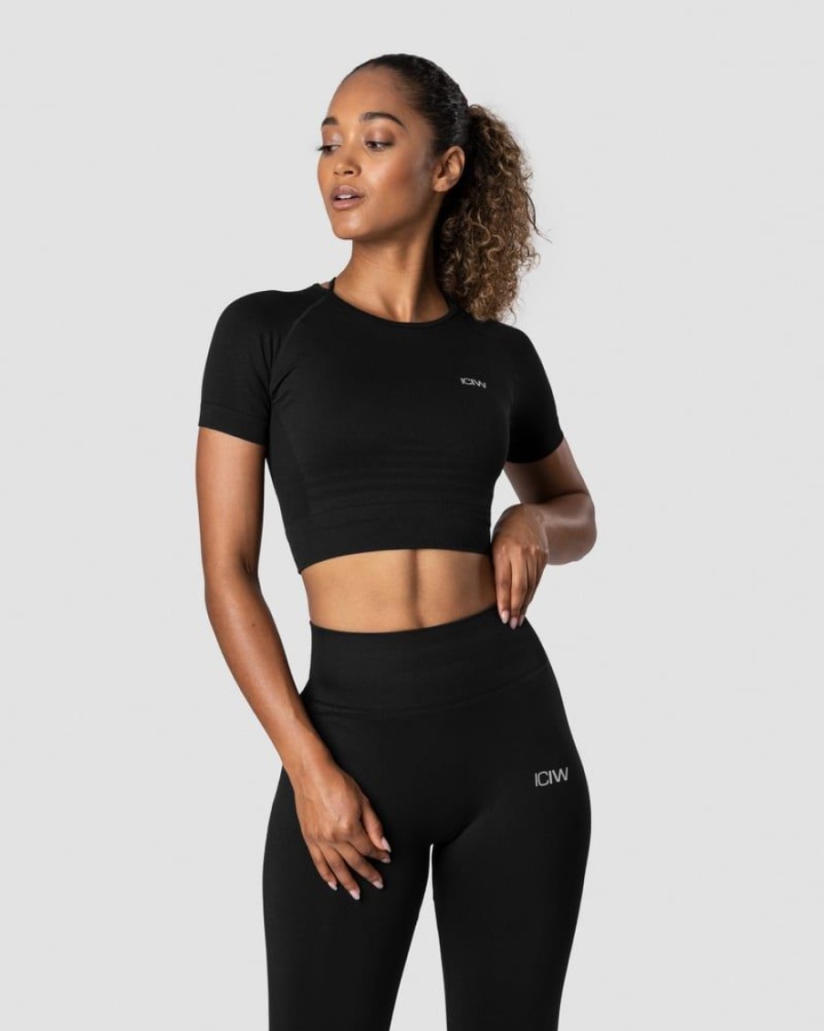 Dame ICIW Seamless | Define Seamless Cropped T-Shirt Black Wmn