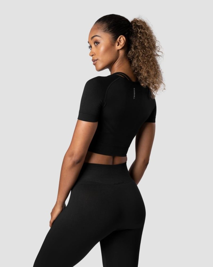Dame ICIW Seamless | Define Seamless Cropped T-Shirt Black Wmn