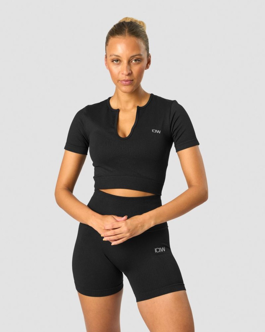 Dame ICIW Seamless | Ribbed Define Seamless Cropped T-Shirt Black