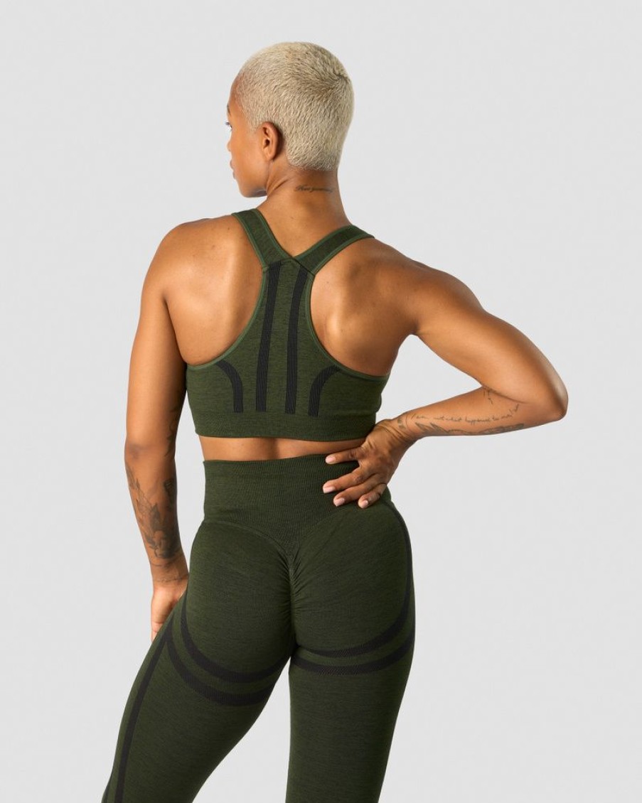 Dame ICIW Sport-Bh | Rush Seamless Sports Bra Dark Green