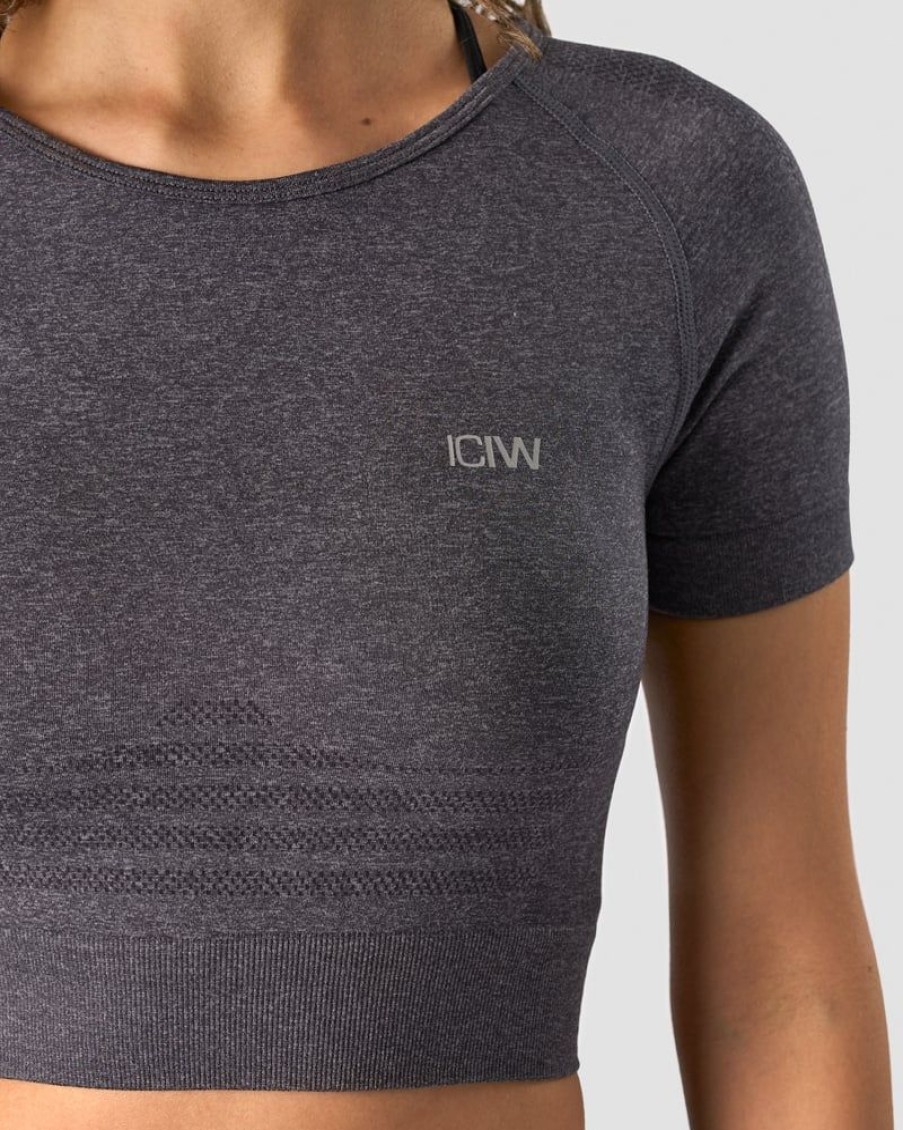 Dame ICIW Seamless | Define Seamless Cropped T-Shirt Grey Melange Wmn