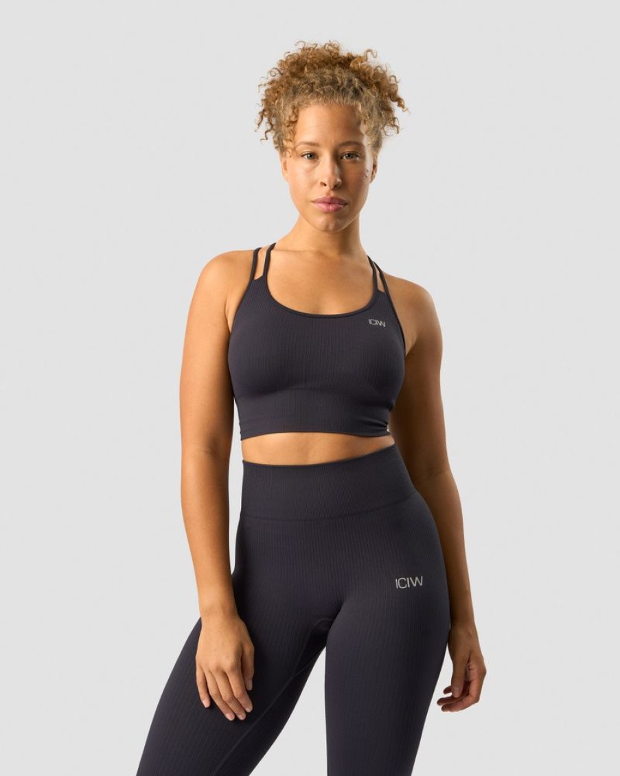 Dame ICIW Sport-Bh | Ribbed Define Seamless Sports Bra Dk Graphite