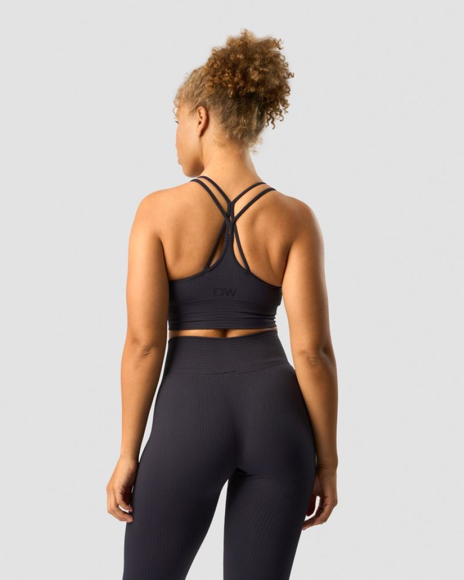 Dame ICIW Sport-Bh | Ribbed Define Seamless Sports Bra Dk Graphite