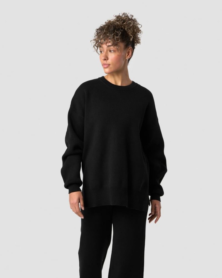 Dame ICIW Langermet | Soft Knit Oversized Crewneck Black