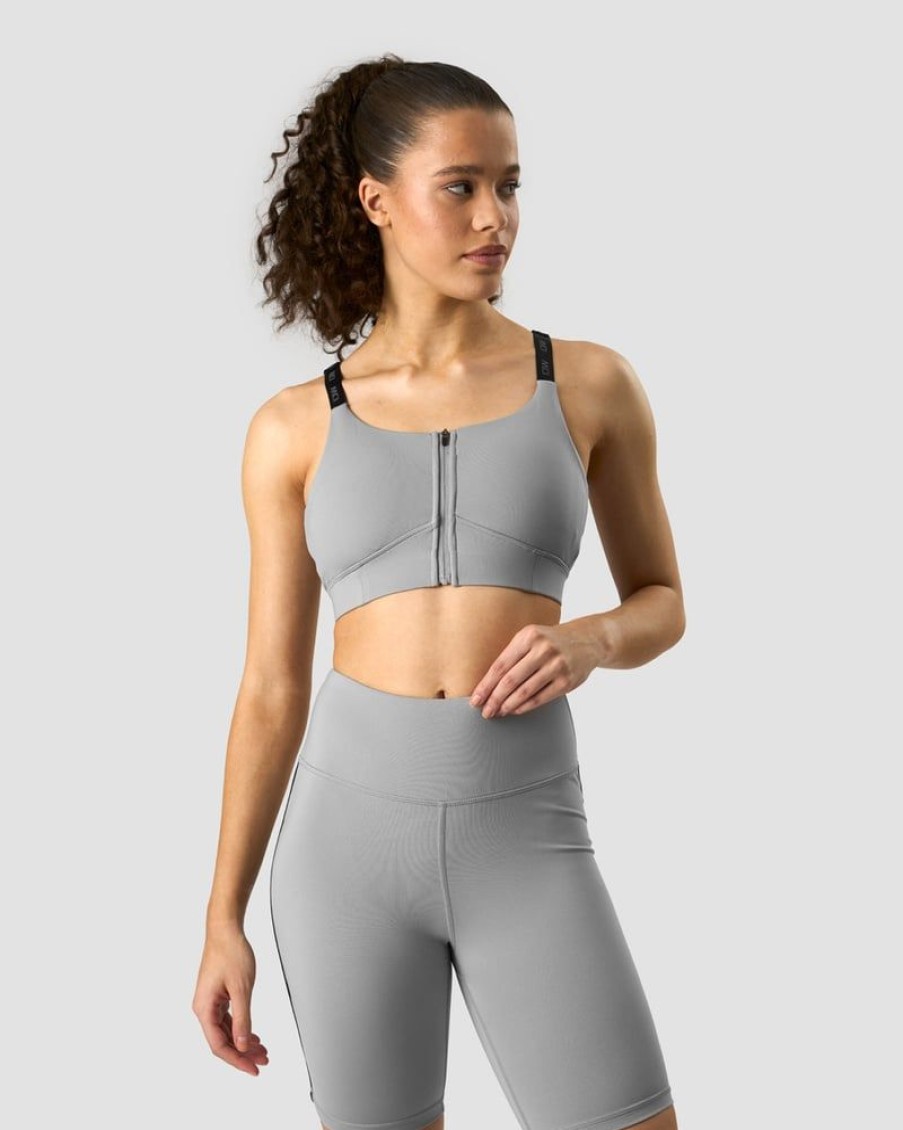 Dame ICIW Sport-Bh | Ultimate Training Zipper Sports Bra Grey