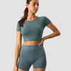Dame ICIW Seamless | Define Seamless Logo T-Shirt Crop Top Jungle Green