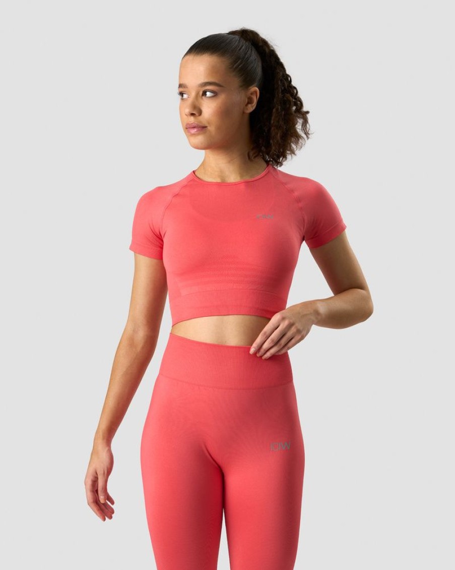 Dame ICIW Seamless | Define Seamless Cropped T-Shirt Coral