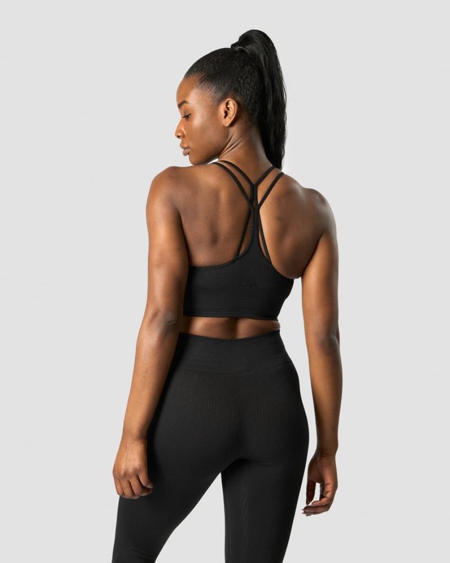 Dame ICIW Sport-Bh | Ribbed Define Seamless Sports Bra Black