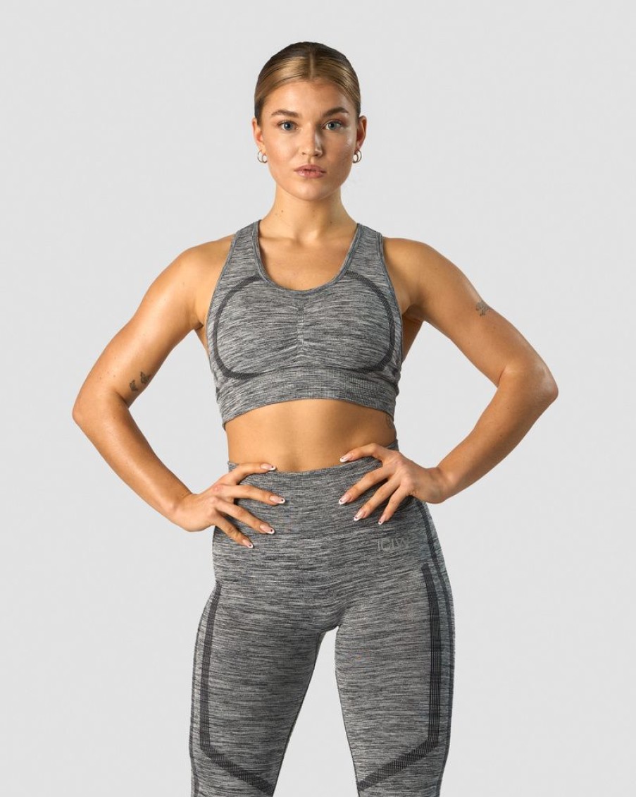 Dame ICIW Sport-Bh | Rush Seamless Sports Bra Grey Melange