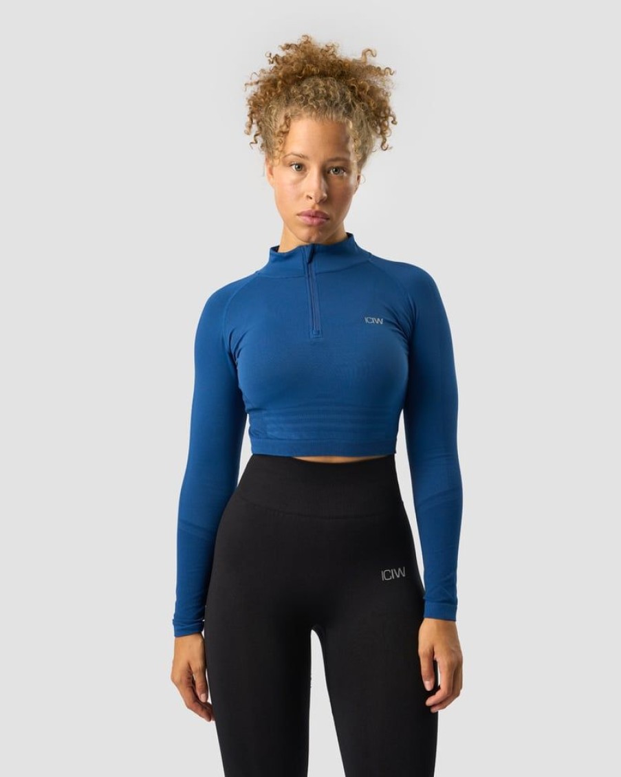 Dame ICIW Seamless | Define Cropped 1/4 Zip Dark Navy