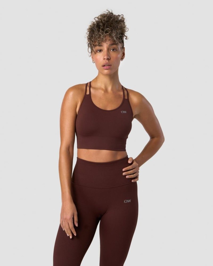 Dame ICIW Sport-Bh | Ribbed Define Seamless Sports Bra Warm Brown