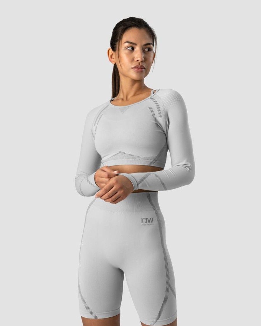 Dame ICIW Seamless | Blick Seamless Crop Top Light Grey