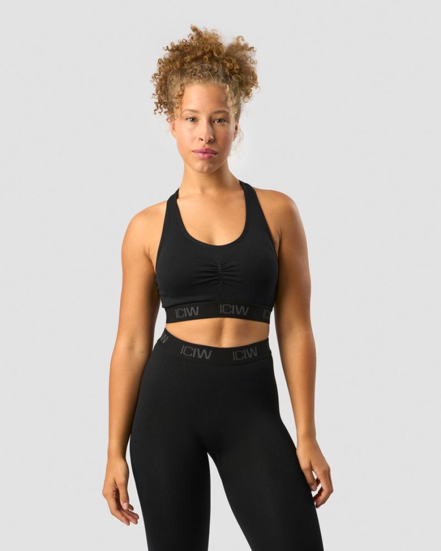Dame ICIW Sport-Bh | Define Seamless Logo Scrunch Sports Bra Black