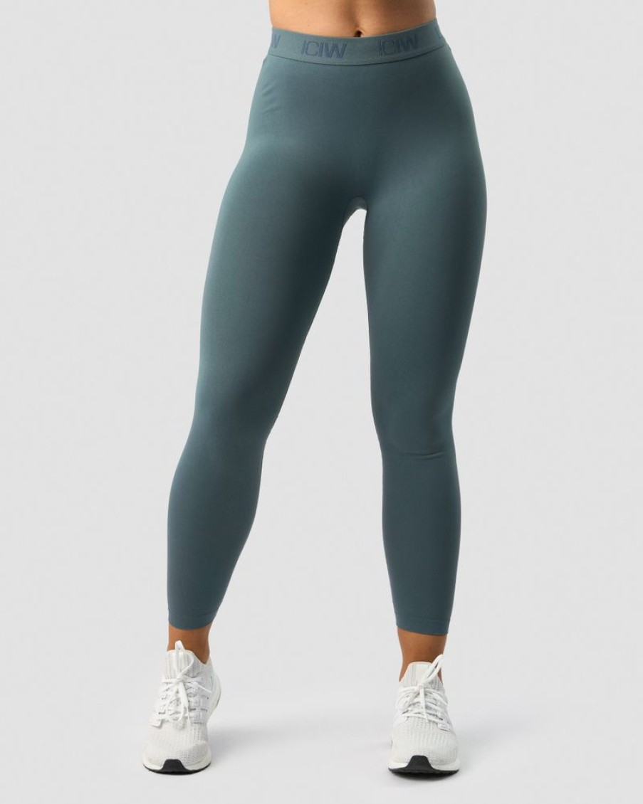 Dame ICIW Tights & Leggings | Define Seamless Logo Scrunch Tights Jungle Green