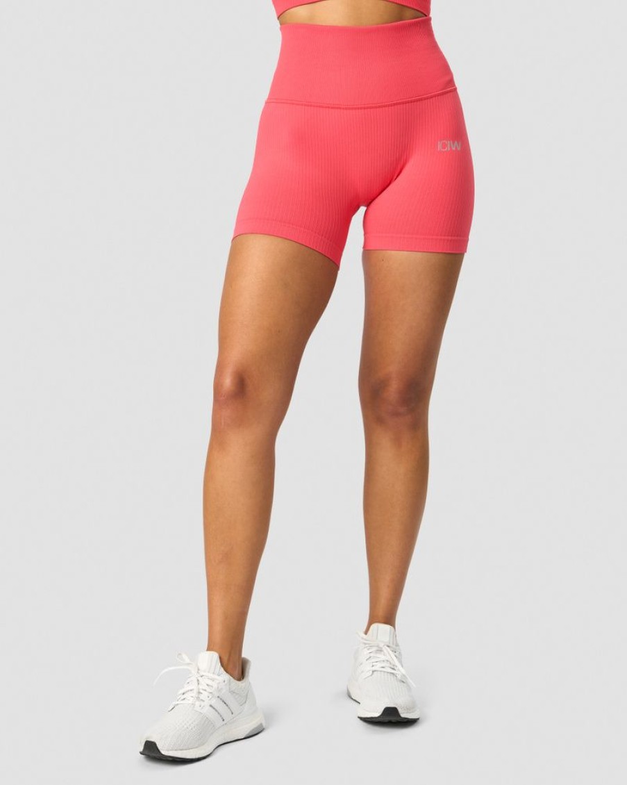 Dame ICIW Seamless | Ribbed Define Seamless Pocket Shorts Coral Red