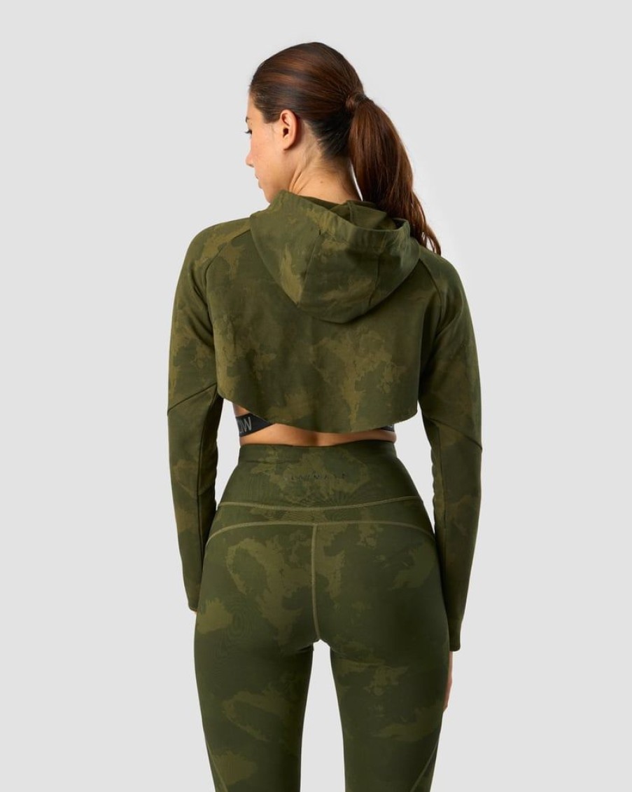 Dame ICIW Langermet | Ultimate Training Cropped Hoodie Green Camo