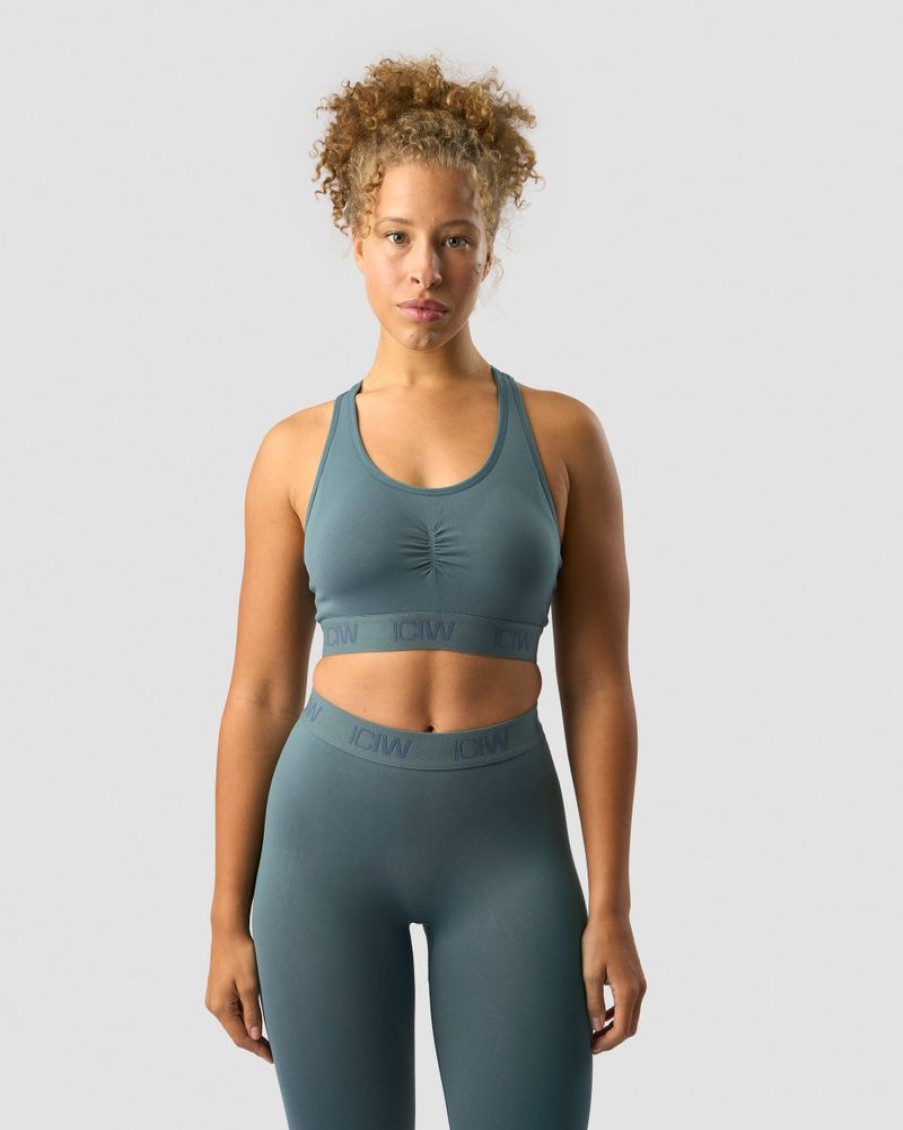 Dame ICIW Sport-Bh | Define Seamless Logo Scrunch Sports Bra Jungle Green