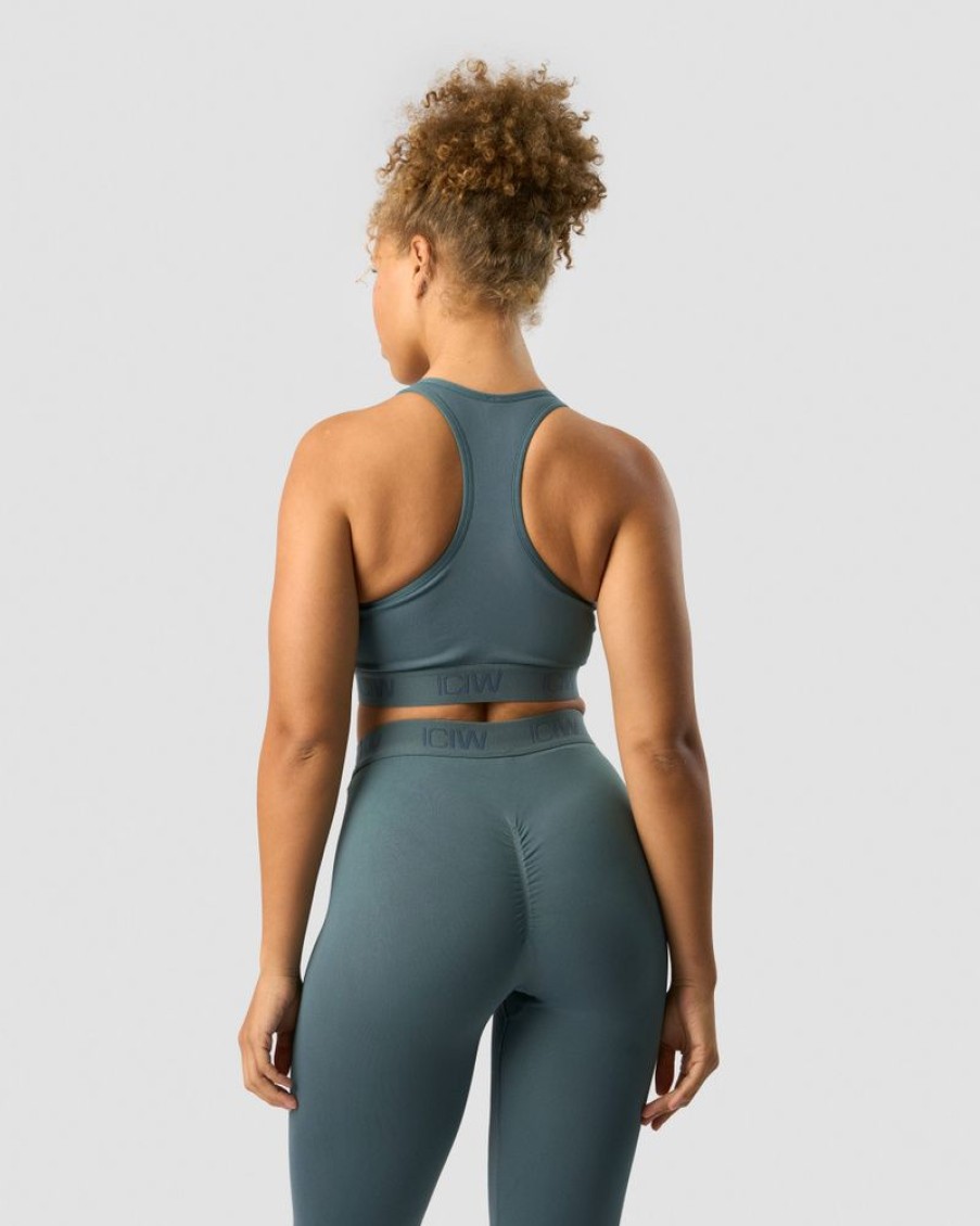 Dame ICIW Sport-Bh | Define Seamless Logo Scrunch Sports Bra Jungle Green