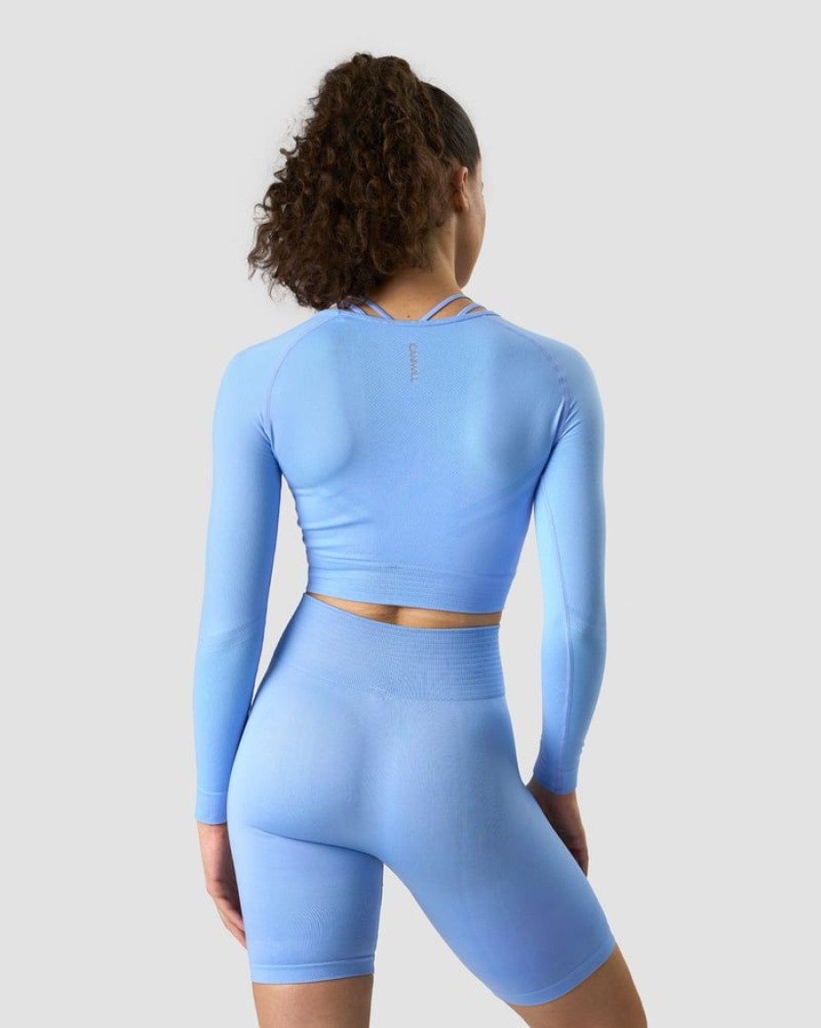 Dame ICIW Seamless | Define Seamless Ls Crop Top Daisy Blue