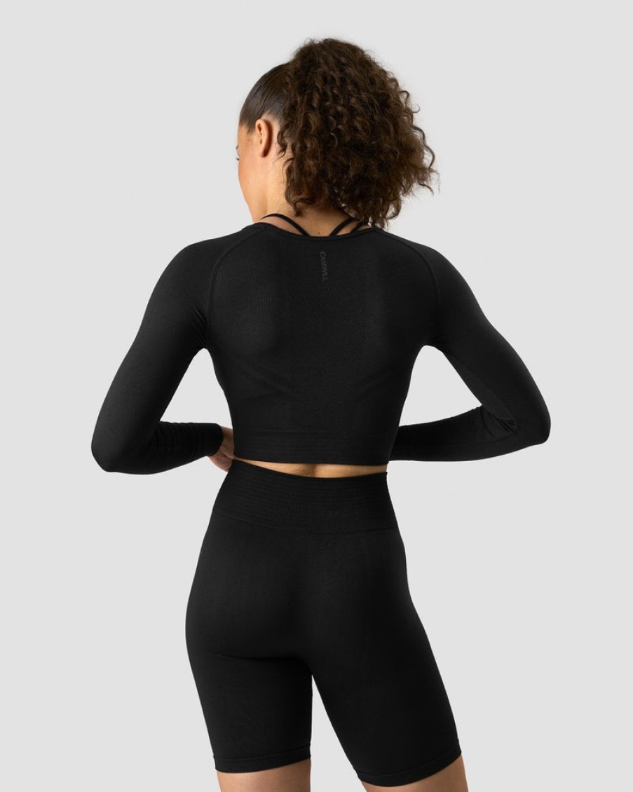 Dame ICIW Seamless | Define Seamless Ls Crop Top Black/Black