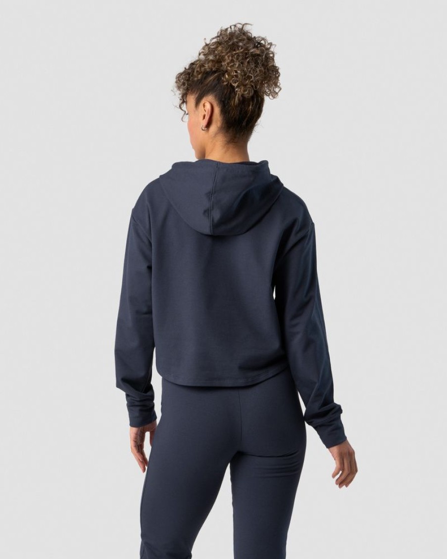 Dame ICIW Langermet | Stride Cropped Hoodie Wmn Navy