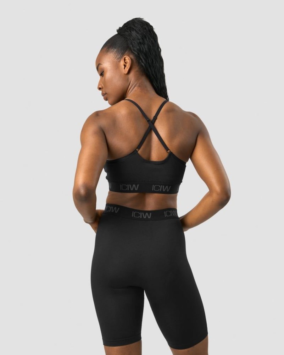 Dame ICIW Sport-Bh | Define Seamless Logo Strappy Sports Bra Black