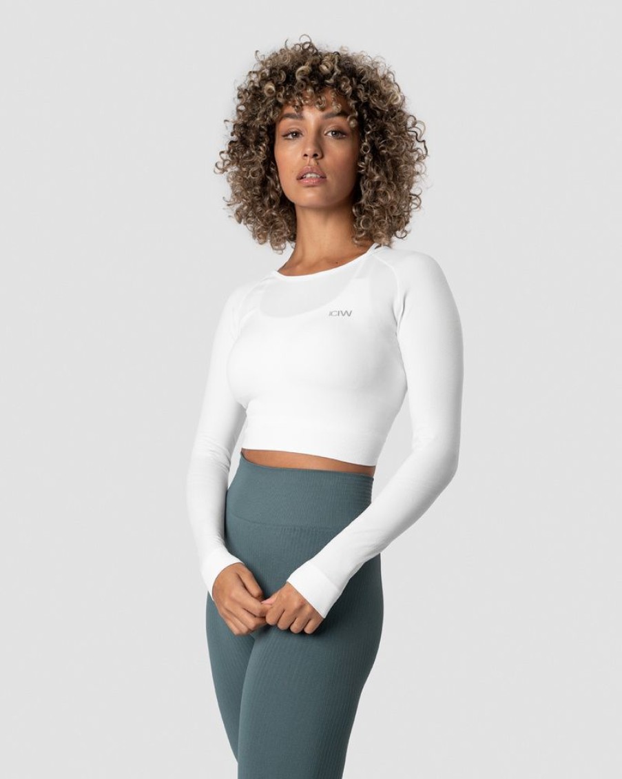 Dame ICIW Seamless | Define Seamless Ls Crop Top White Wmn