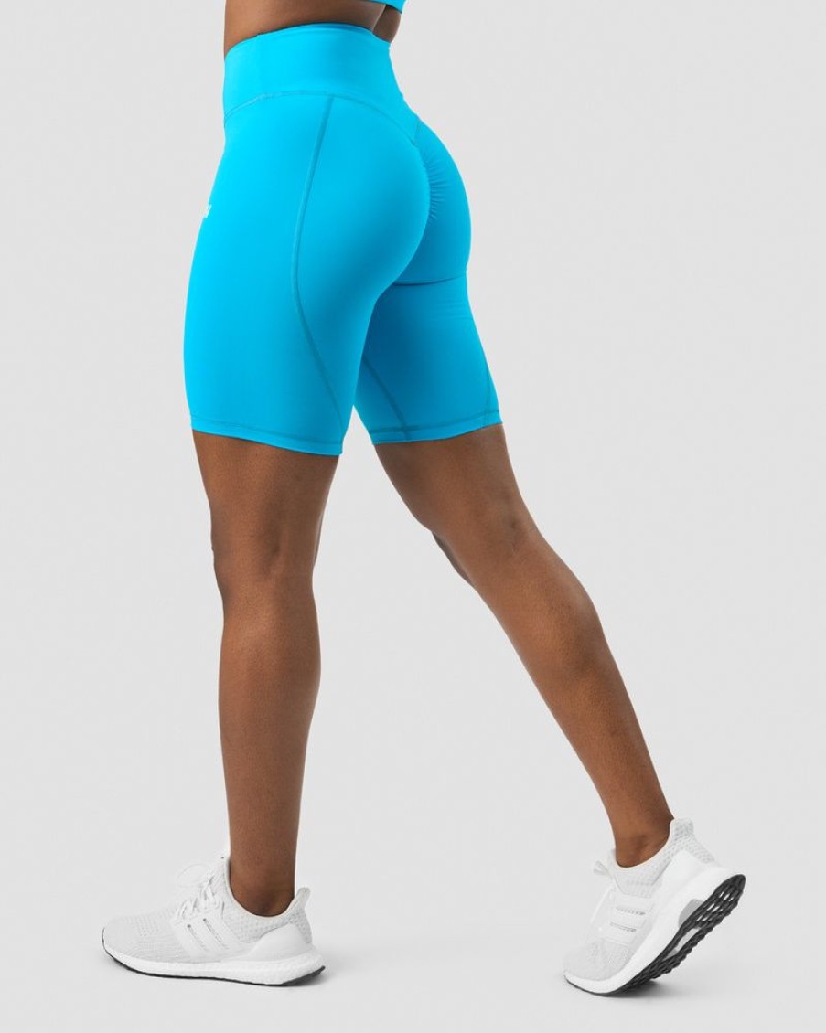 Dame ICIW Shorts | Scrunch V-Shape Biker Shorts Blue