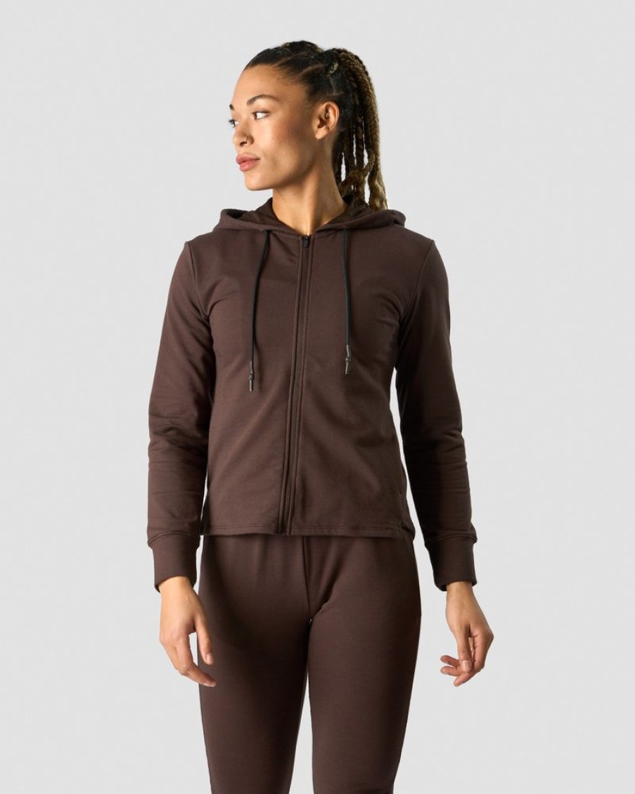 Dame ICIW Langermet | Stride Zipper Hoodie Wmn Dark Brown