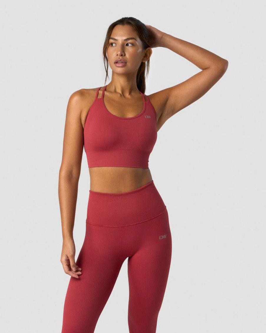 Dame ICIW Sport-Bh | Ribbed Define Seamless Sports Bra Autumn Red
