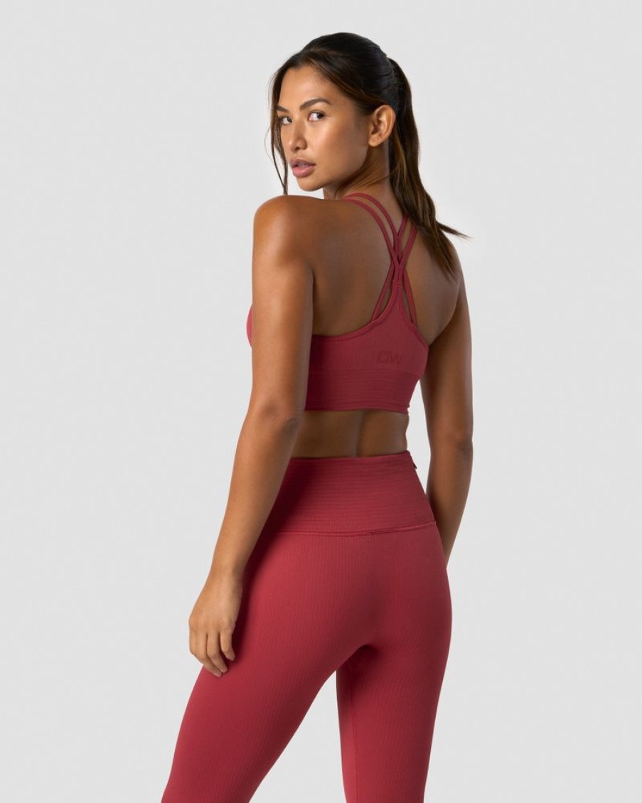 Dame ICIW Sport-Bh | Ribbed Define Seamless Sports Bra Autumn Red
