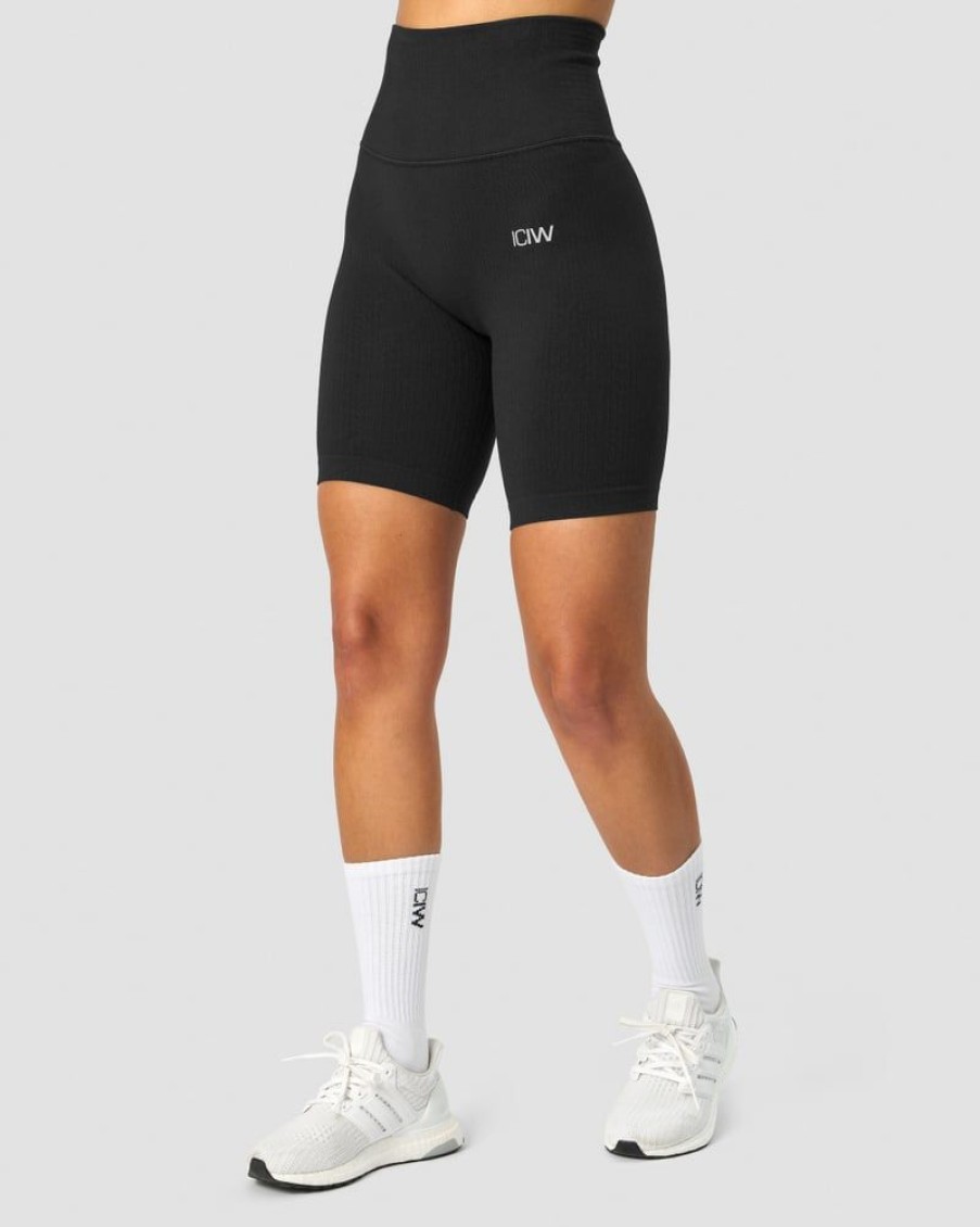 Dame ICIW Seamless | Ribbed Define Seamless Pocket Biker Shorts Black