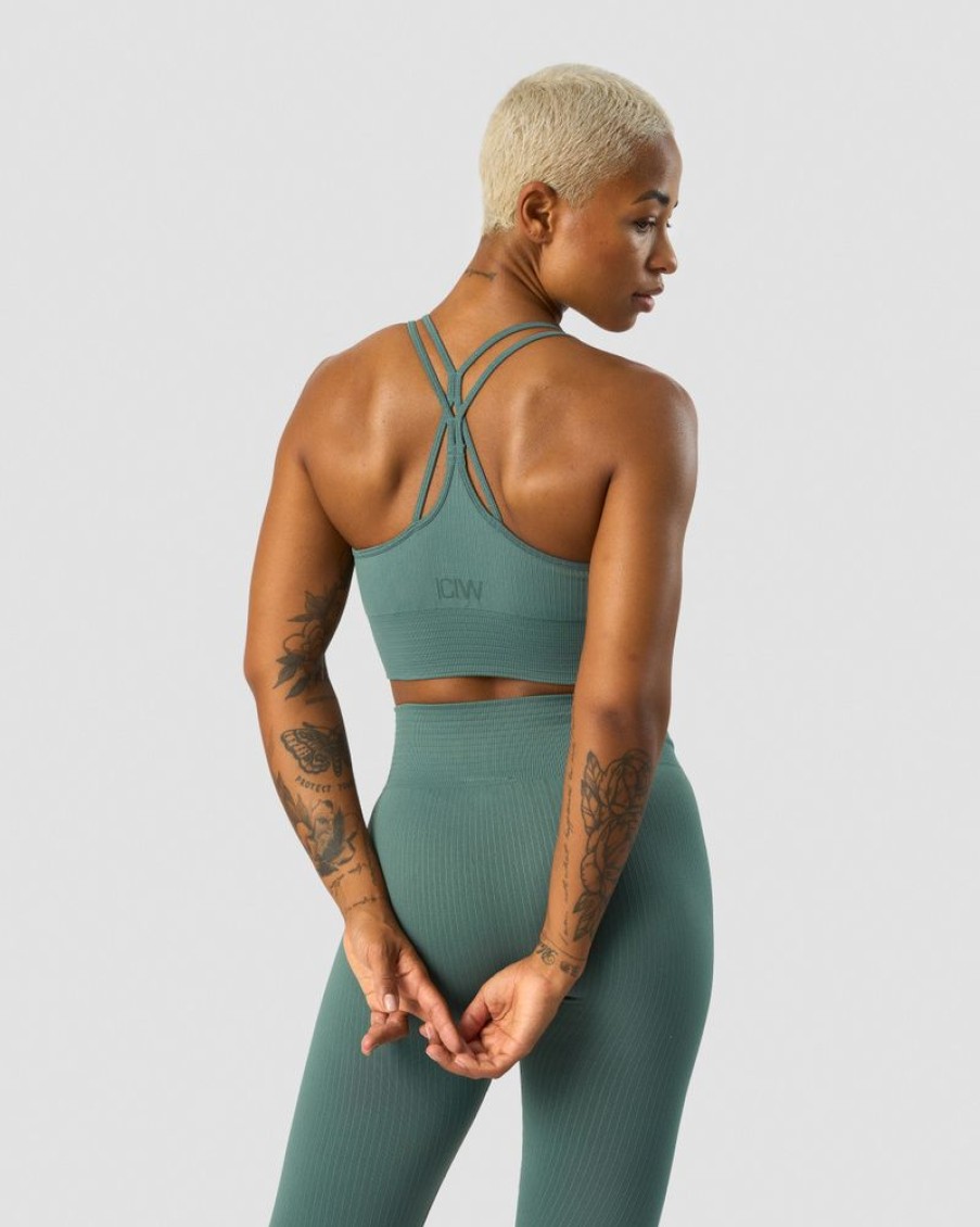 Dame ICIW Sport-Bh | Ribbed Define Seamless Sports Bra Sea Green