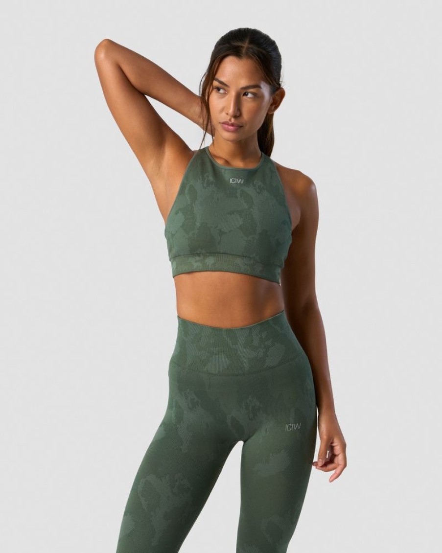 Dame ICIW Sport-Bh | Camo Seamless Sports Bra Green