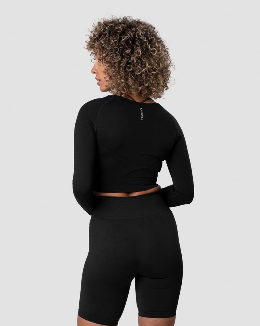 Dame ICIW Seamless | Define Seamless Ls Crop Top Black Wmn