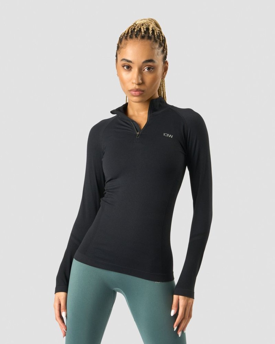 Dame ICIW Seamless | Everyday Seamless 1/4 Zip Wmn Black