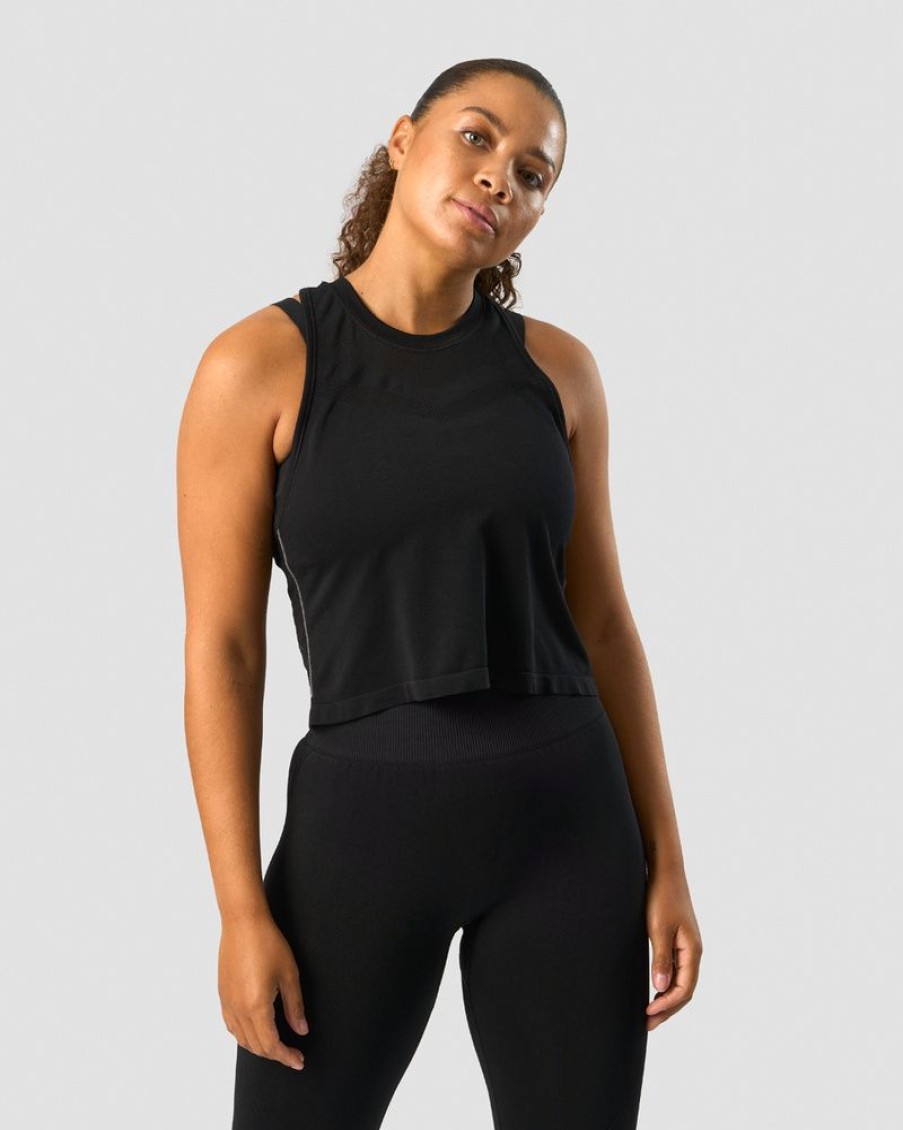 Dame ICIW Seamless | Deluxe Seamless Cropped Tank Top Black