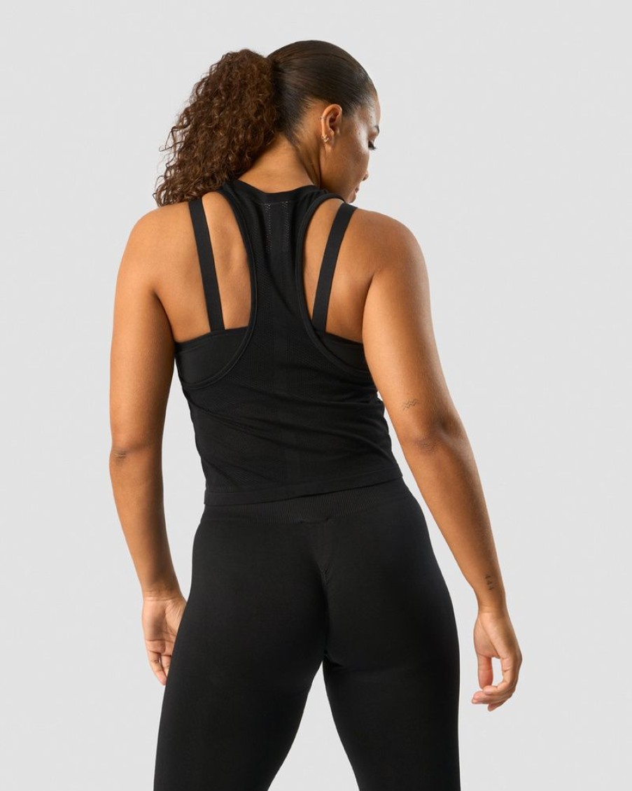 Dame ICIW Seamless | Deluxe Seamless Cropped Tank Top Black