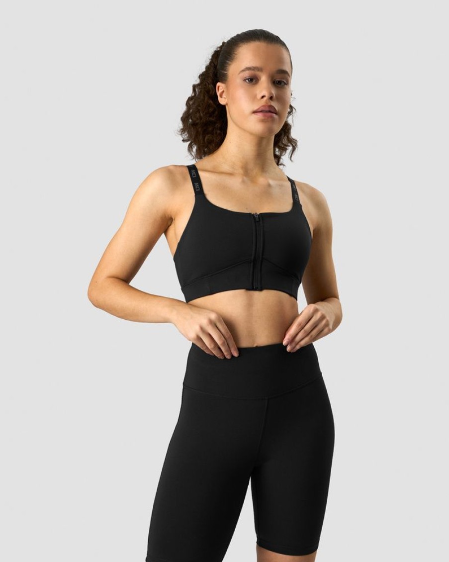 Dame ICIW Sport-Bh | Ultimate Training Zipper Sports Bra Black